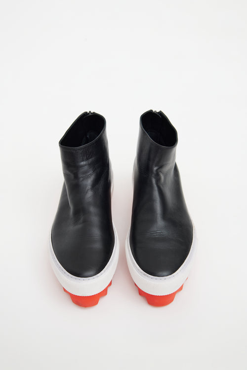 Black 
Red Leather Skate Boot