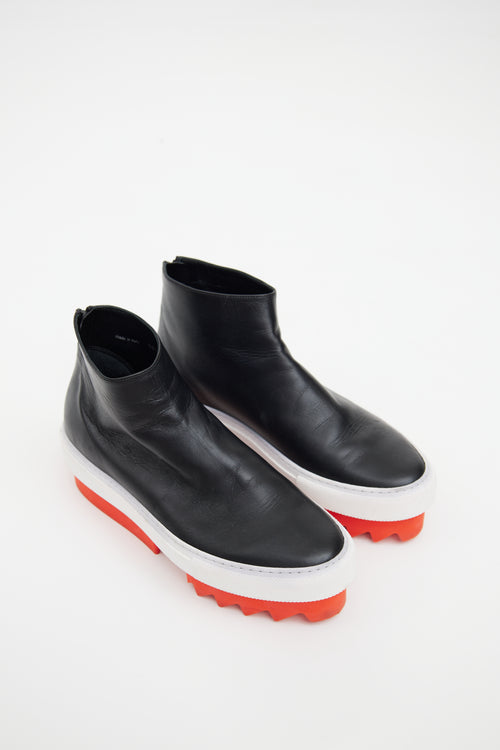 Black 
Red Leather Skate Boot