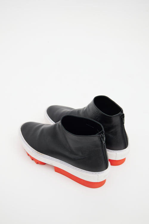 Black 
Red Leather Skate Boot