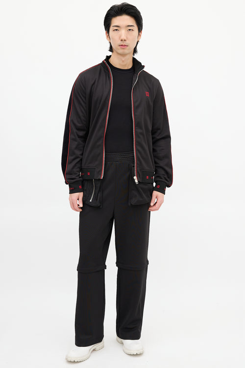 Givenchy Black 
Red Square Logo Track Jacket