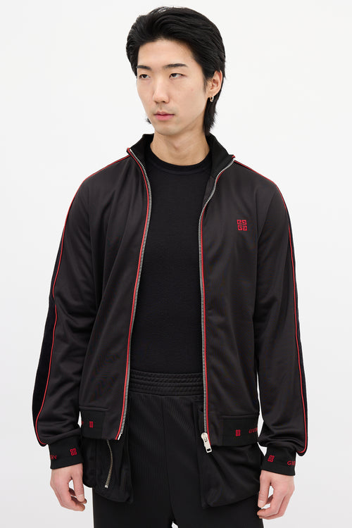 Givenchy Black 
Red Square Logo Track Jacket