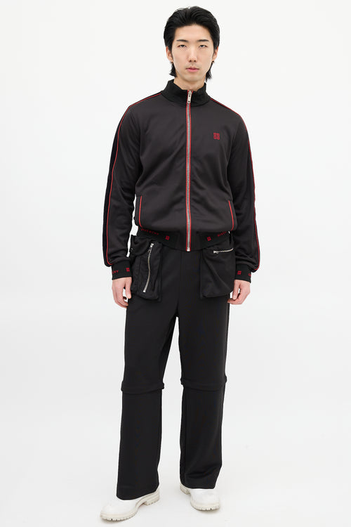 Givenchy Black 
Red Square Logo Track Jacket