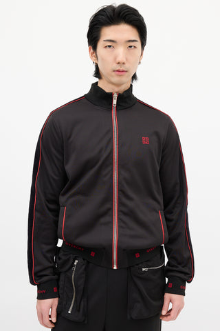 Givenchy Black 
Red Square Logo Track Jacket