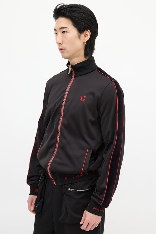 Givenchy Black 
Red Square Logo Track Jacket