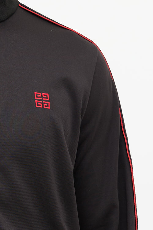 Givenchy Black 
Red Square Logo Track Jacket