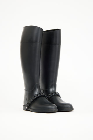 Givenchy Black Rubber Chain Link Eva Rain Boot