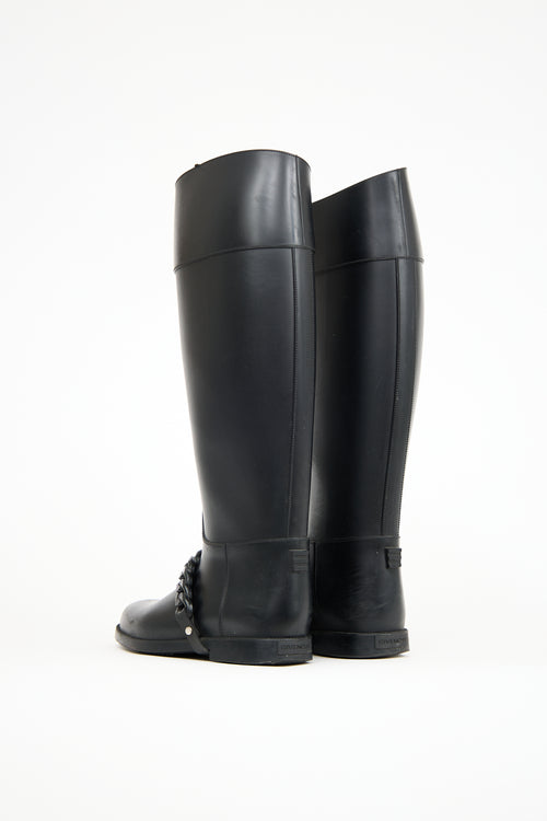 Givenchy Black Rubber Chain Link Eva Rain Boot