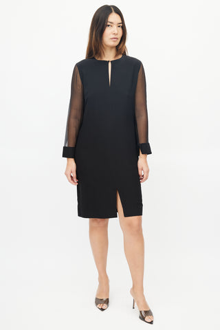 Givenchy Black Sheer Long Sleeve Midi Dress