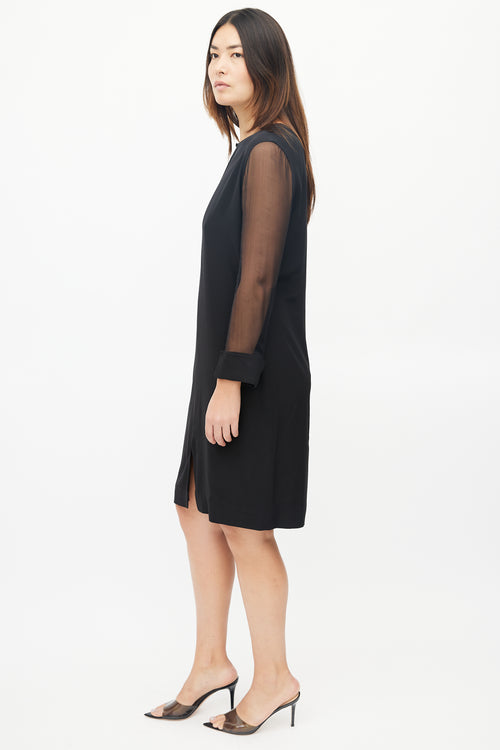 Givenchy Black Sheer Long Sleeve Midi Dress