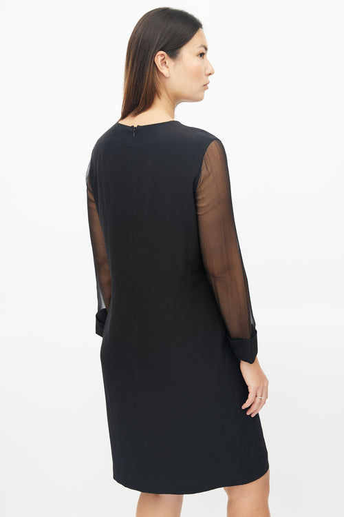 Givenchy Black Sheer Long Sleeve Midi Dress