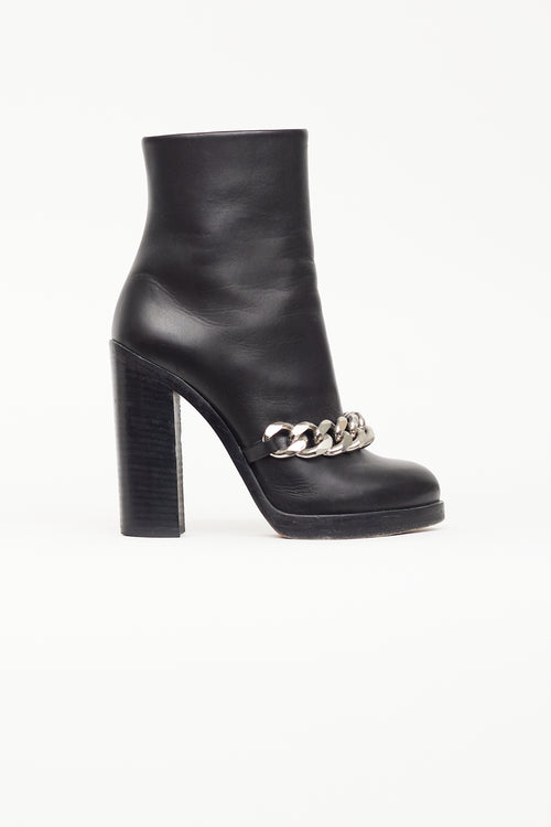 Givenchy Black Leather Chain Heeled Boot