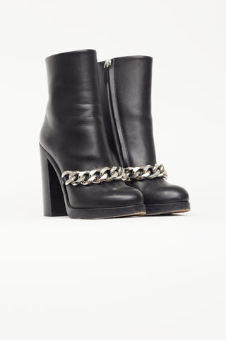 Givenchy Black Leather Chain Heeled Boot