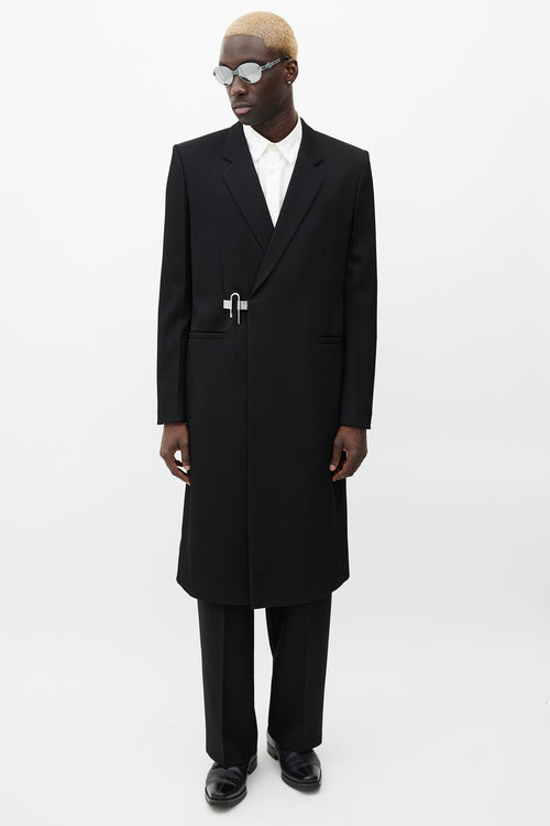 Givenchy Black 
Silver Wool Coat