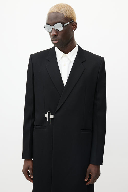 Givenchy Black 
Silver Wool Coat