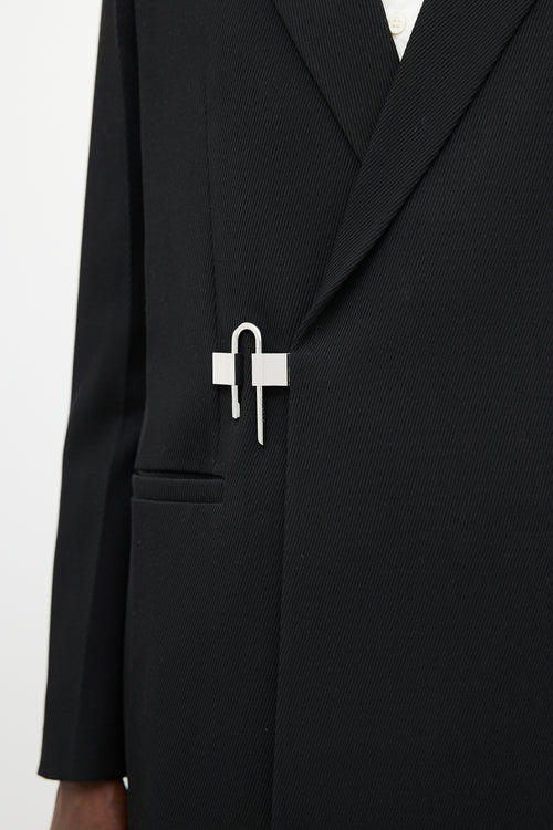 Givenchy Black 
Silver Wool Coat