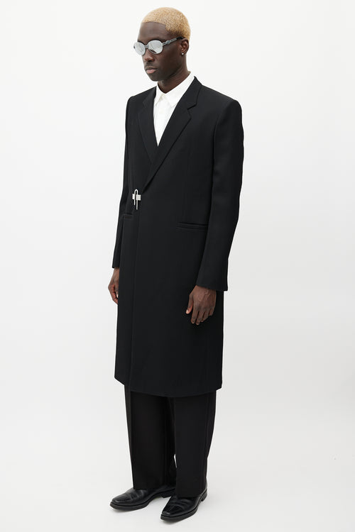 Givenchy Black 
Silver Wool Coat