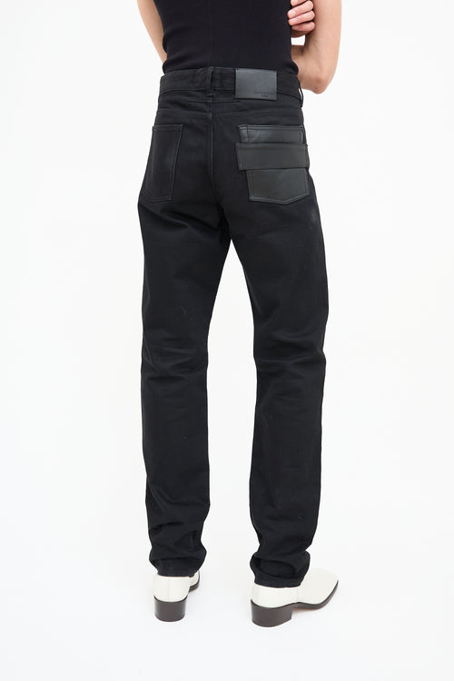 Givenchy Black Leather Pocket Jeans