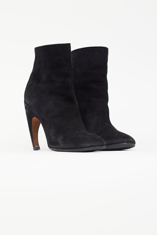 Givenchy Black Suede Curved Heel Ankle Boot