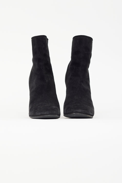 Givenchy Black Suede Curved Heel Ankle Boot