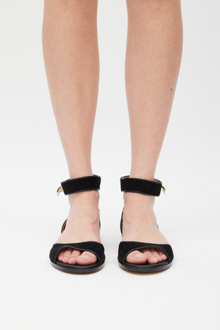 Givenchy Black Suede Shark Lock Sandal