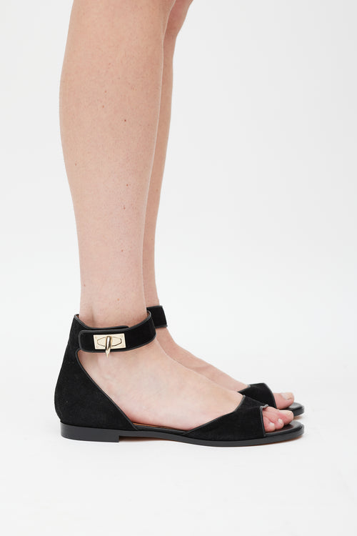 Givenchy Black Suede Shark Lock Sandal