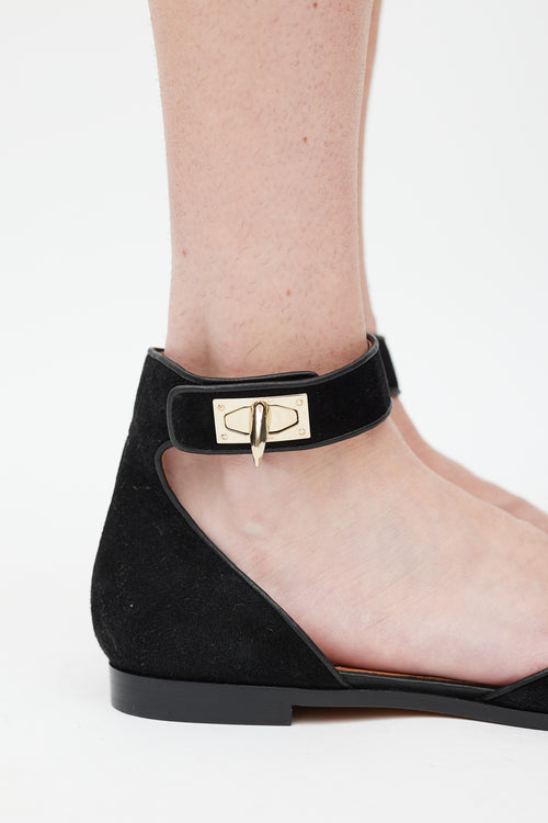 Givenchy Black Suede Shark Lock Sandal