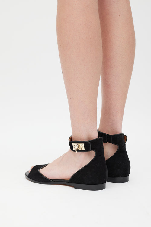 Givenchy Black Suede Shark Lock Sandal