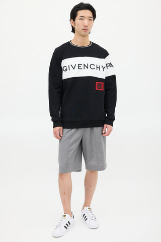 Givenchy Black 
White Embroidered Logo Sweatshirt