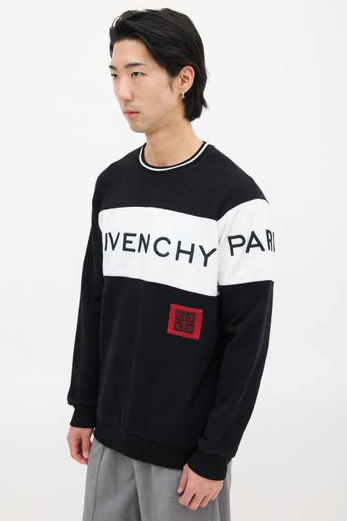 Givenchy Black 
White Embroidered Logo Sweatshirt