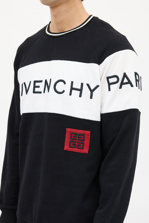 Givenchy Black 
White Embroidered Logo Sweatshirt