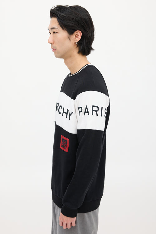 Givenchy Black 
White Embroidered Logo Sweatshirt