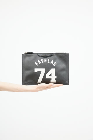 Givenchy Black 
White Leather Favelas Clutch