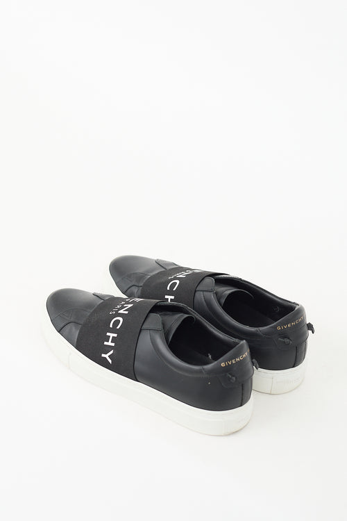 Givenchy Black 
White Leather Urban Street Logo Band Sneaker