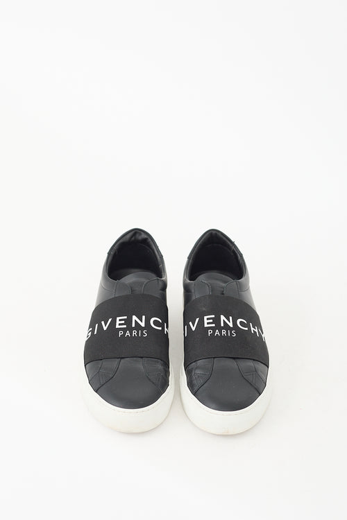 Givenchy Black 
White Leather Urban Street Logo Band Sneaker