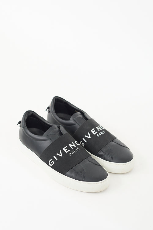 Givenchy Black 
White Leather Urban Street Logo Band Sneaker