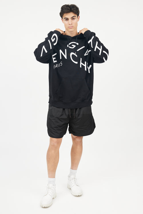 Givenchy Black 
White Refracted Logo Hoodie