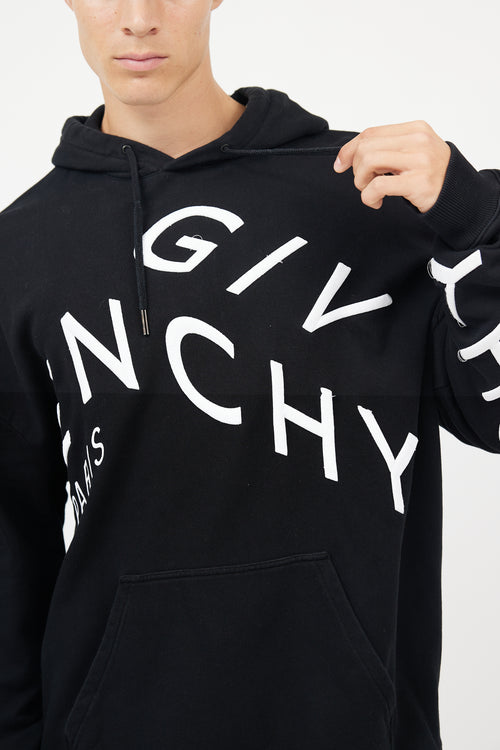 Givenchy Black 
White Refracted Logo Hoodie