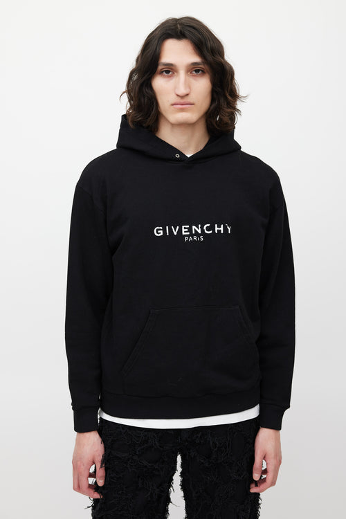 Givenchy Black 
White Logo Hoodie