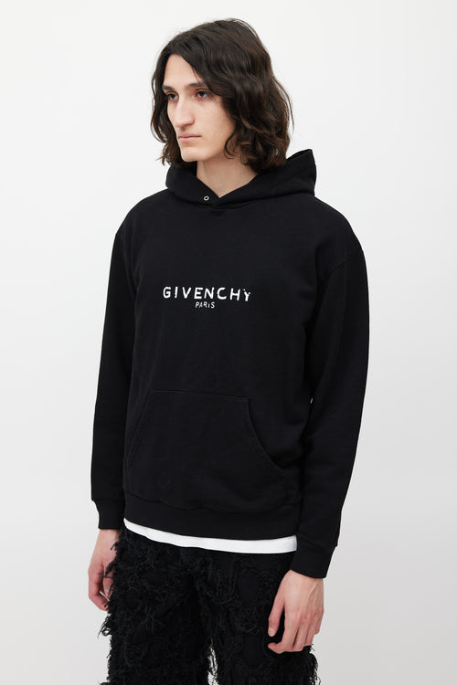 Givenchy Black 
White Logo Hoodie