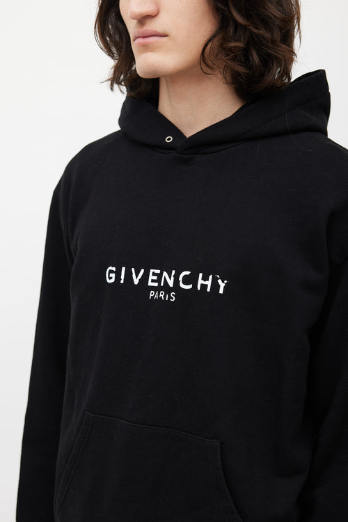 Givenchy Black 
White Logo Hoodie