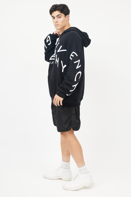 Givenchy Black 
White Refracted Logo Hoodie