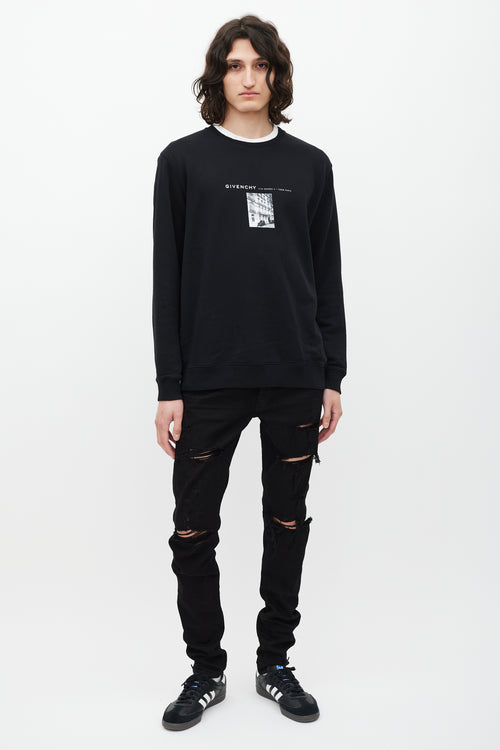 Givenchy Black 
White Street Graphic Crewneck Sweater