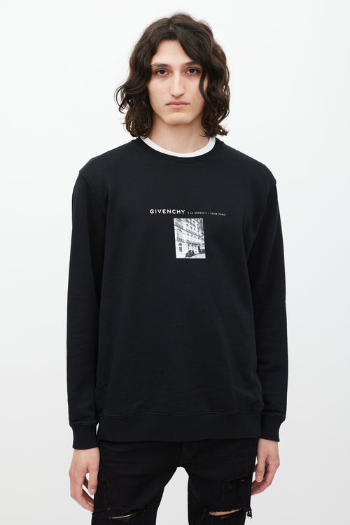 Givenchy Black 
White Street Graphic Crewneck Sweater