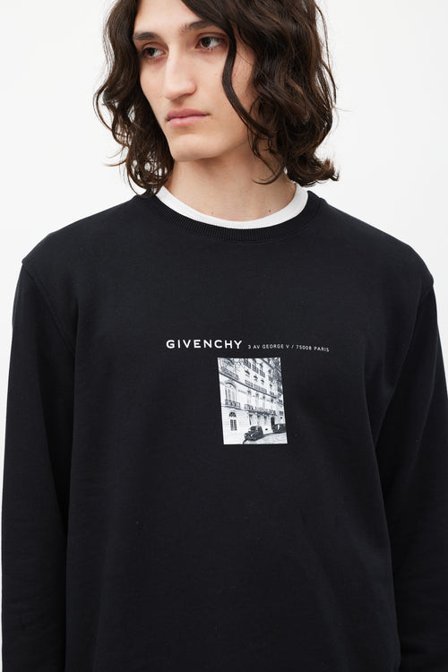 Givenchy Black 
White Street Graphic Crewneck Sweater