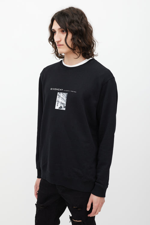 Givenchy Black 
White Street Graphic Crewneck Sweater