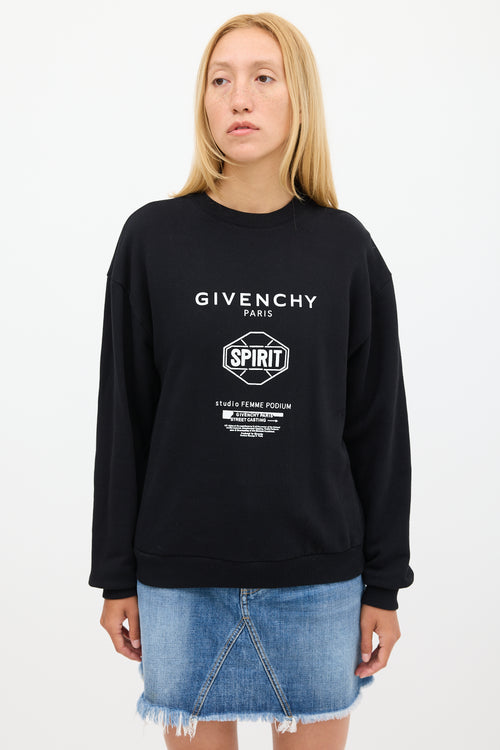 Givenchy Black 
White Triple Logo Crewneck