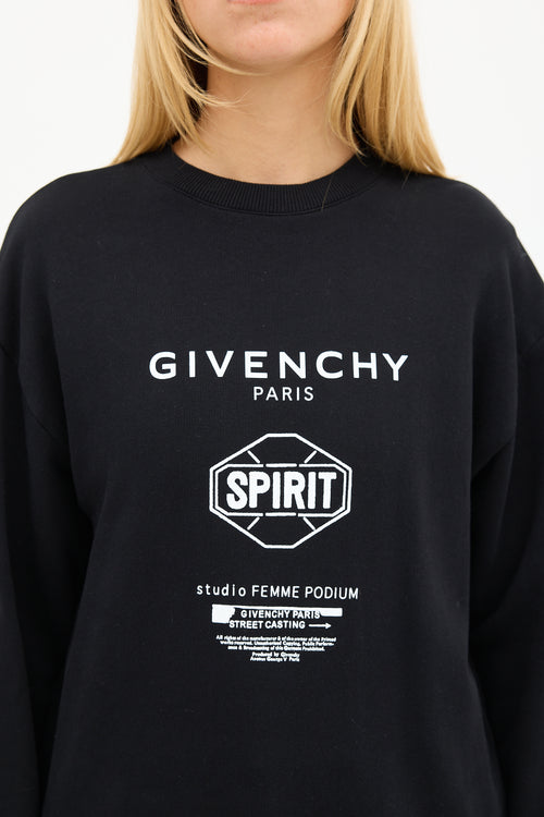 Givenchy Black 
White Triple Logo Crewneck