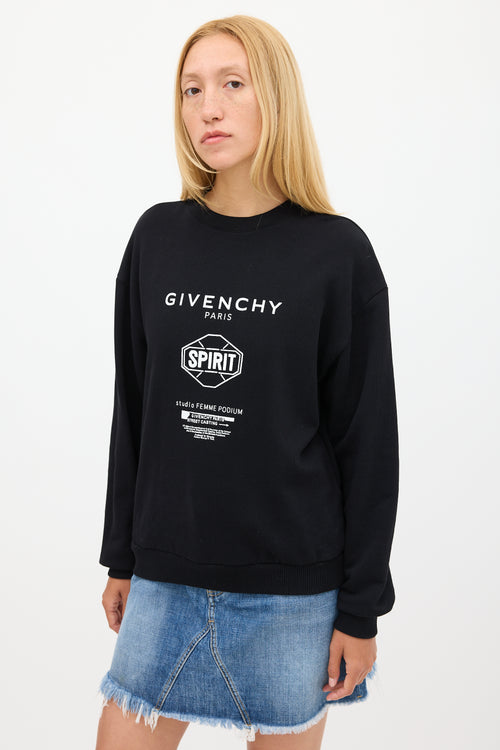 Givenchy Black 
White Triple Logo Crewneck