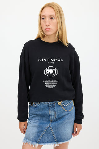 Givenchy Black 
White Triple Logo Crewneck