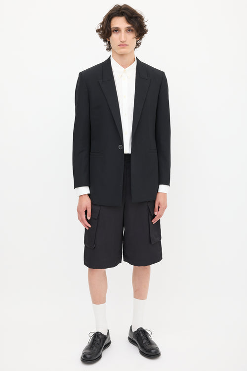 Givenchy Black Wool One Button Blazer